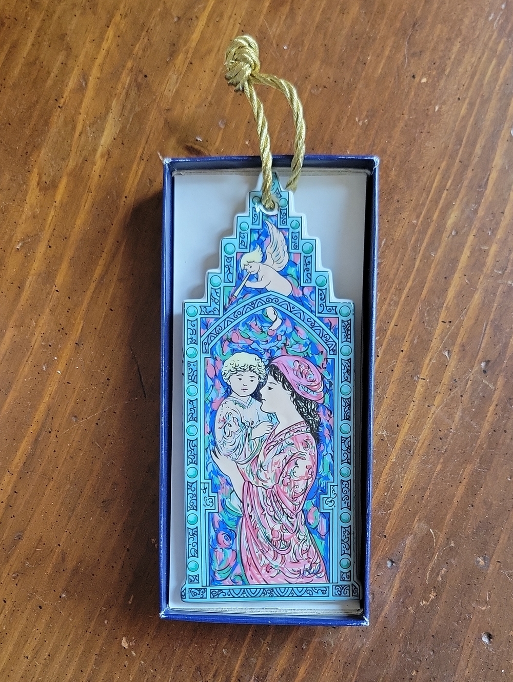 Edna Hibal Annual Porcelain Ornament in Turquoise, Pink, Blue. 1993